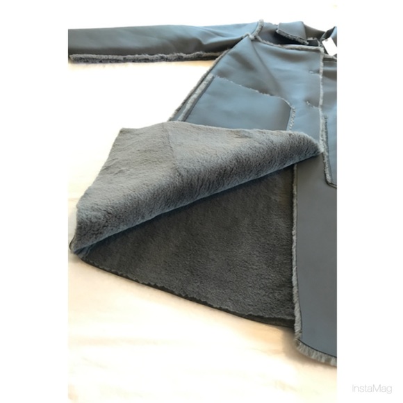 MAEVE Gray Reversible Faux Leather & Faux Fur Long Coat - Picture 9 of 16